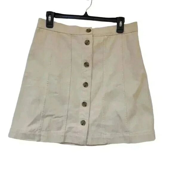 Banana Republic Women's Ivory Twill Cotton Button Front Mini Skirt NEW - Picture 2 of 12